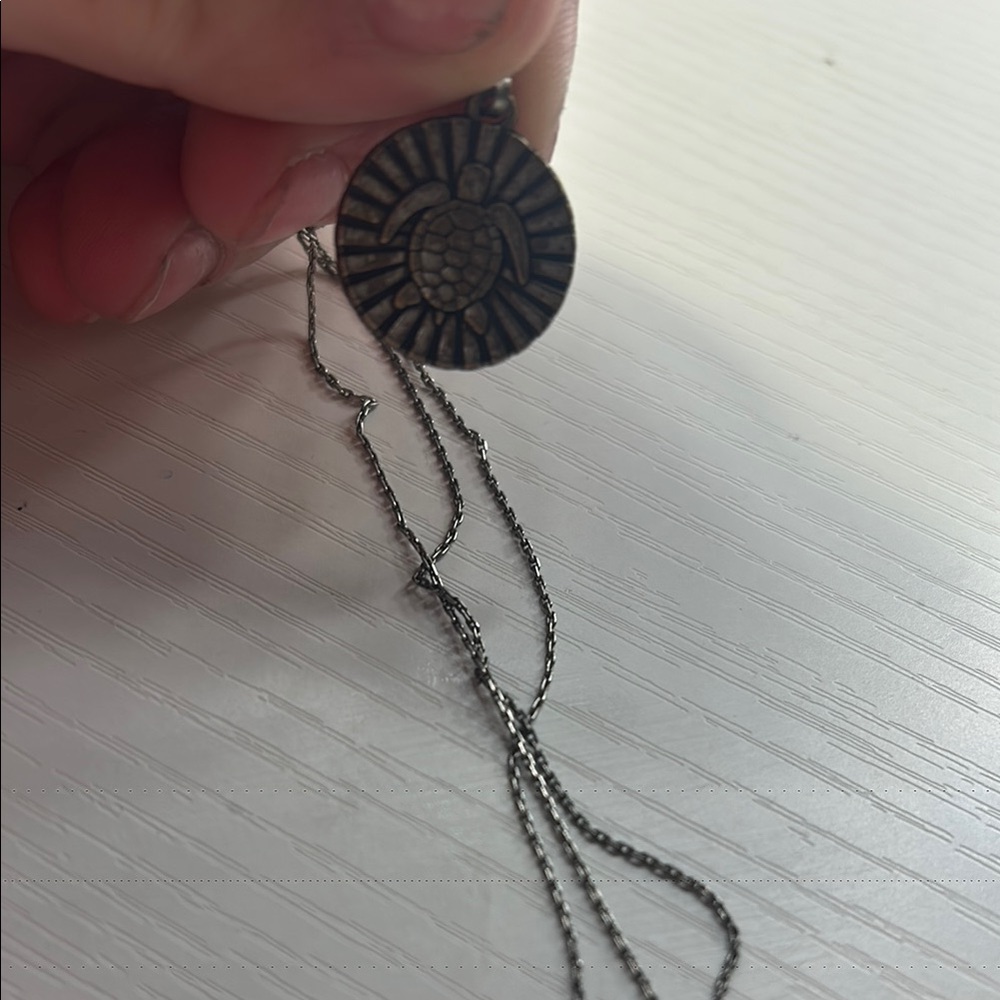 Silver Turtle Pendant Necklace